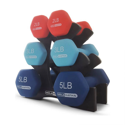 3, 5, and 8 Pound Dumbbell Hand Weight Set with Storage Rack