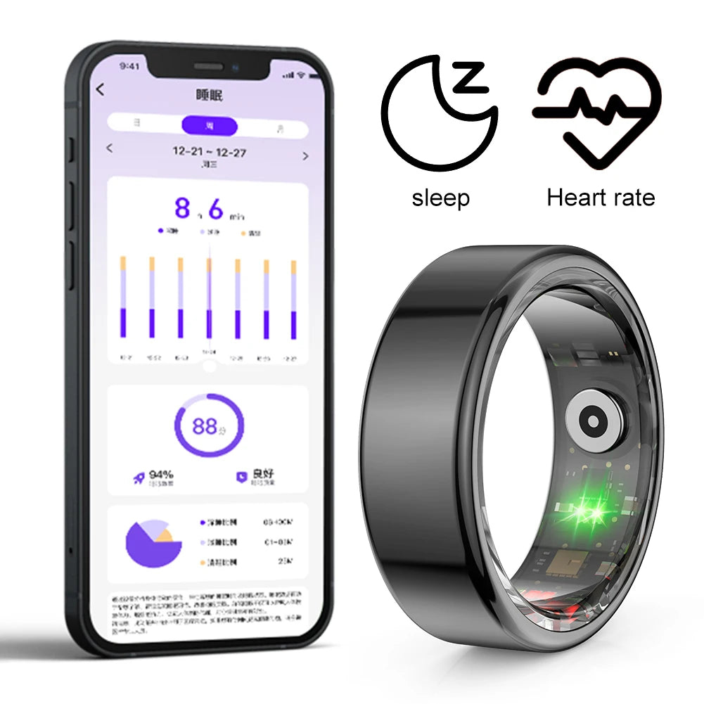 2024 NEW R02 Smart Ring Multifunctional Step Health Tracker Heart Rate Blood Oxygen Monitor Waterproof Men Women Sleep Fitness