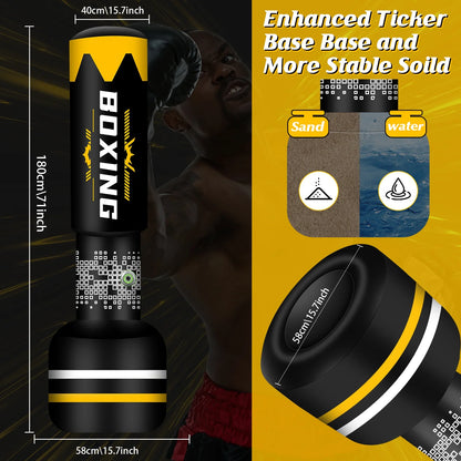 Standing Punching Bag for Adults Heavy Bag with Stand Inflatable Boxing Bags Freestanding Kickboxing Bag