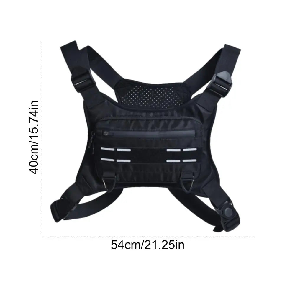 Adjustable Running Chest Bag Running Vest Bag Reflective Front Chest Pack with Phone Holder Breathable Cycling Vest for Sport