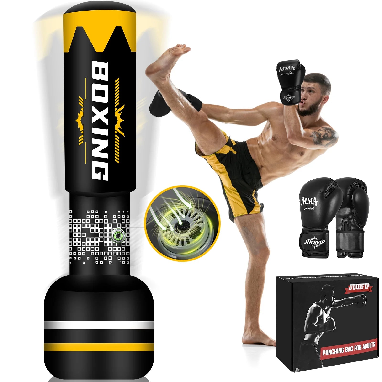 Standing Punching Bag for Adults Heavy Bag with Stand Inflatable Boxing Bags Freestanding Kickboxing Bag